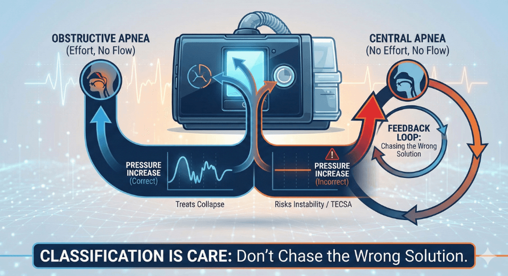 Why CPAP Devices Must Distinguish Central vs Obstructive Apneas