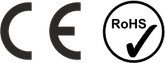 CE and RoHS certification badges